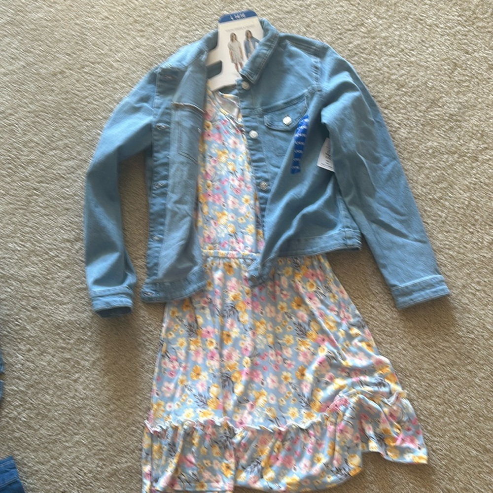 NWT BCBG Blue dress and coordinating jean jacket Size Large 14/16